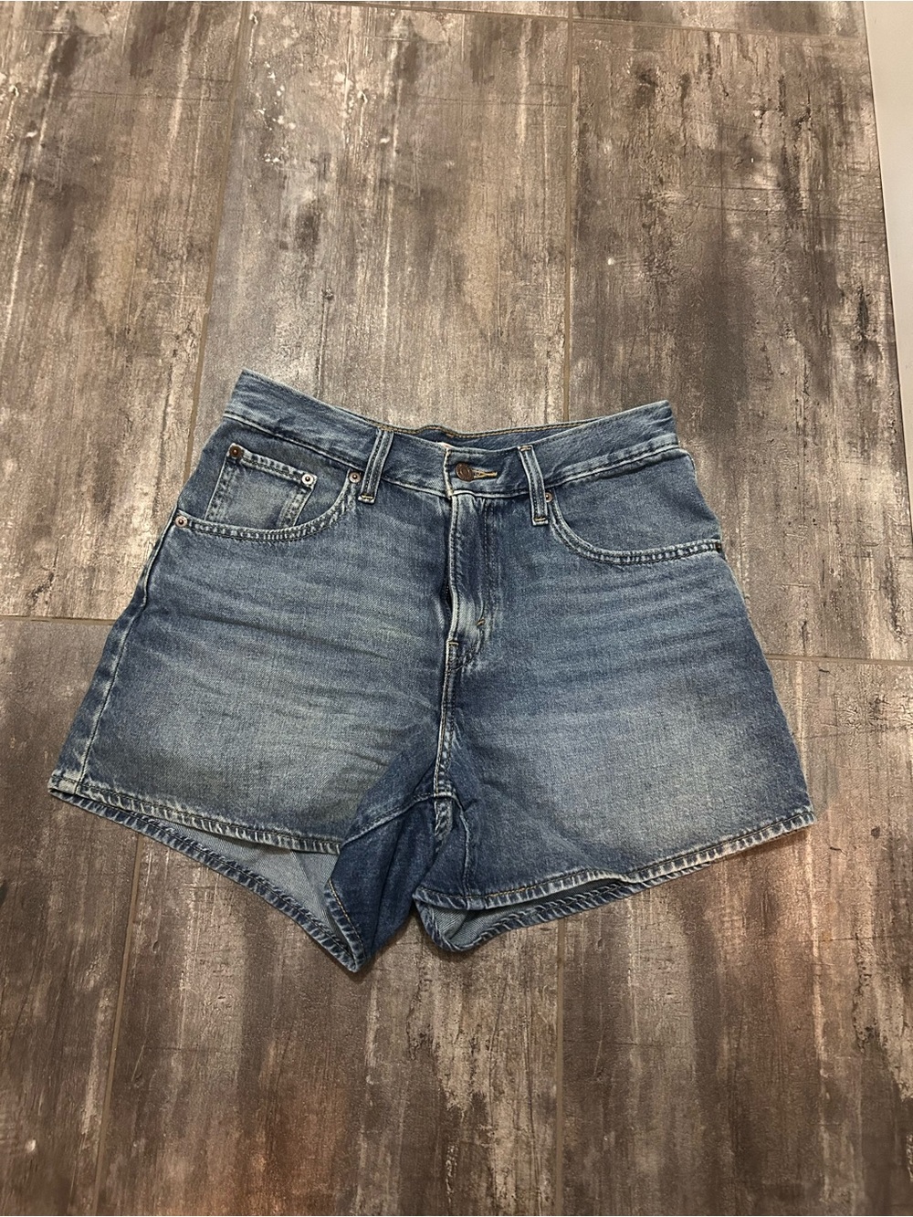 Levi's Medium Blue Denim High-Rise Jean Shorts
